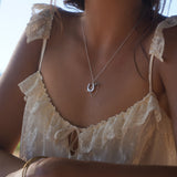 Silver Lucky Rose Horseshoe Pendant