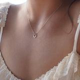 14k Gold Wild Rose Horseshoe Pendant