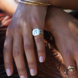 Silver Initial Signet Ring