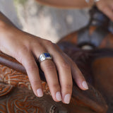 Engraved Lapis Signet Ring