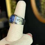 Engraved Lapis Signet Ring