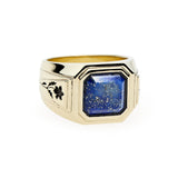 Engraved Lapis Signet Ring