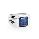 Engraved Lapis Signet Ring