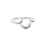 Silver Wild Rose Horseshoe Signet Ring