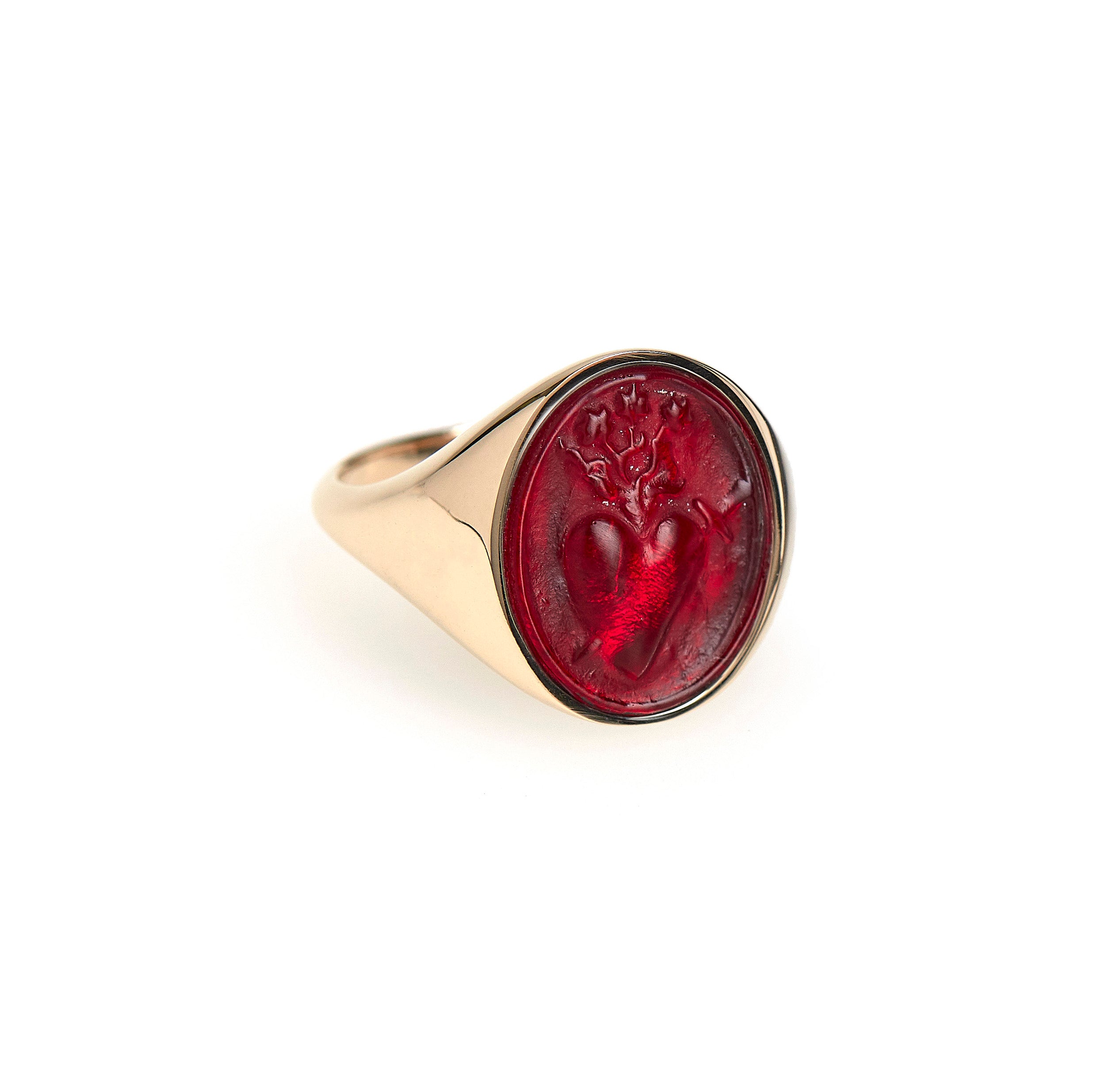 Sacred Heart Intaglio Signet Ring