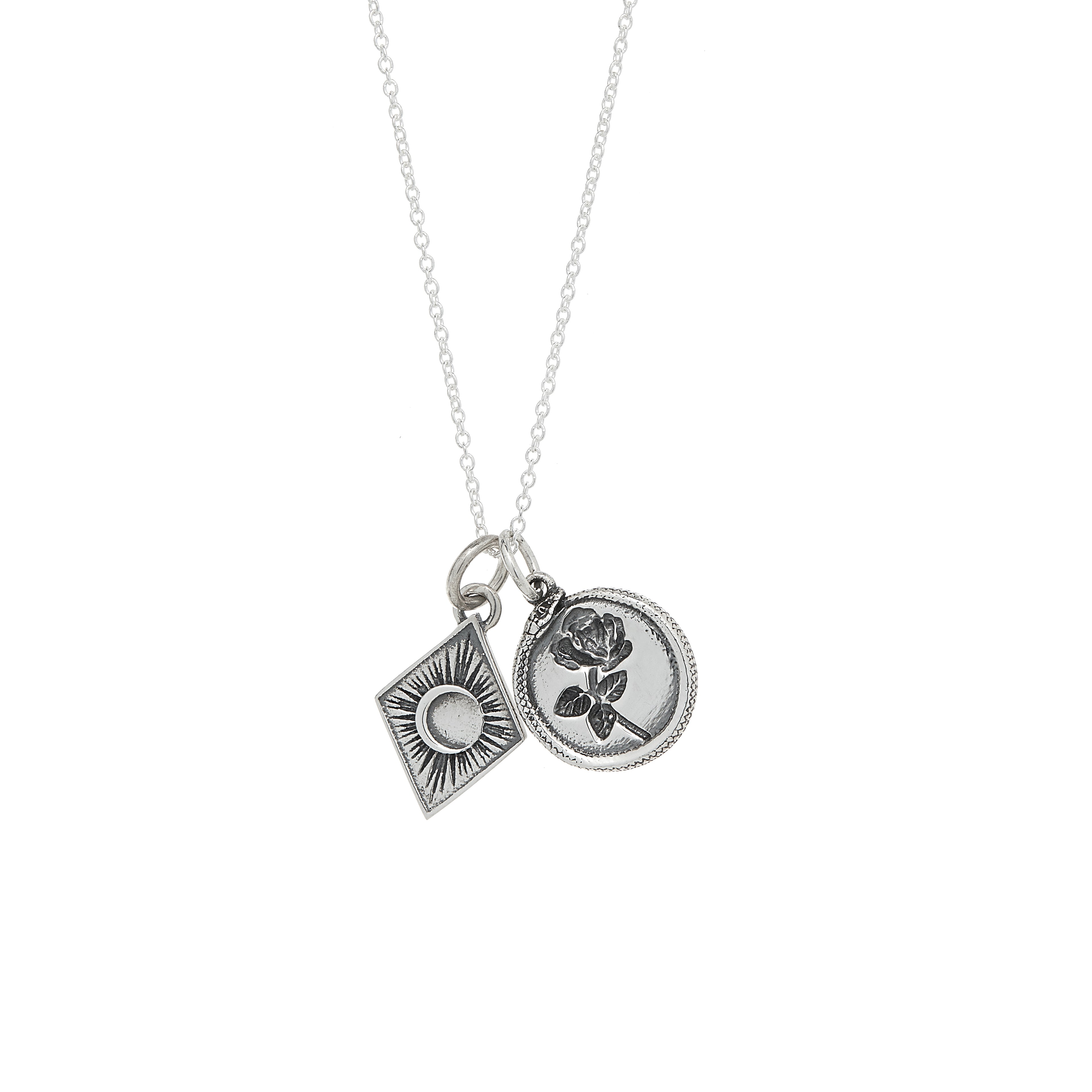 Silver Rose Ouroboros Pendant