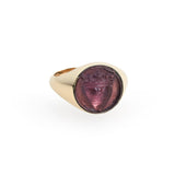 Crowned Heart Raised Intaglio Signet Ring