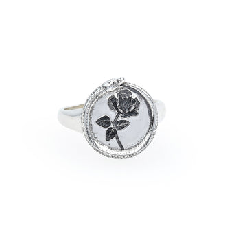 SILVER ROSE OUROBOROS SIGNET